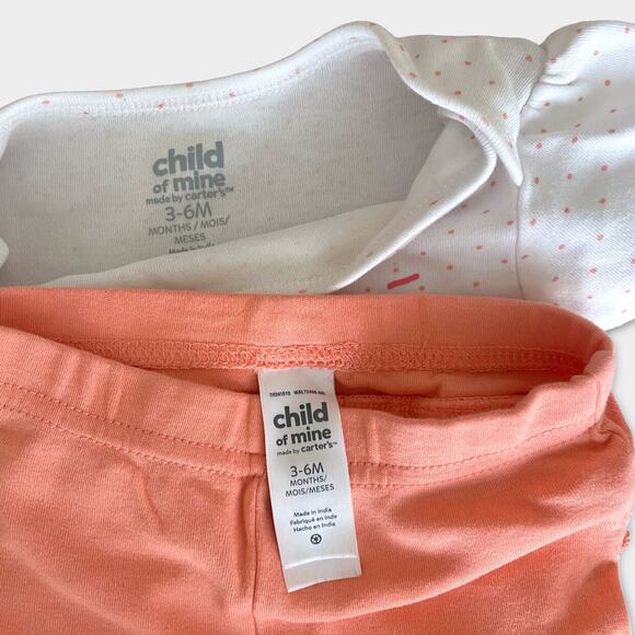 Carter’s Little Sister 2Pc Bodysuit & Pant Set | White/Peach | Sz 3-6M - Picture 3 of 5
